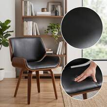 HOMCOM Dining Chairs Set Of 2 Kitchen Chairs With Backrest Vintage Black | Upholstered Chair For Dining Room And Dining Table, Chairs With Wooden Legs, Faux Leather - Black - View 5