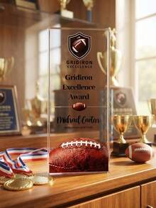 1pc Customized Engraved Acrylic Sports Trophy With Logo And Text, Personalized Commemorative Award Plaque, Suitable For Basketball Football Golf League Championship Award Ceremony, Athlete And Sports Club Team Honor Trophy - Multicolor - View 5