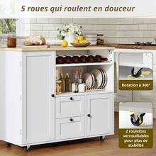 Modern Sideboard With Folding Worktop - White And Natural - Natural and White - View 5