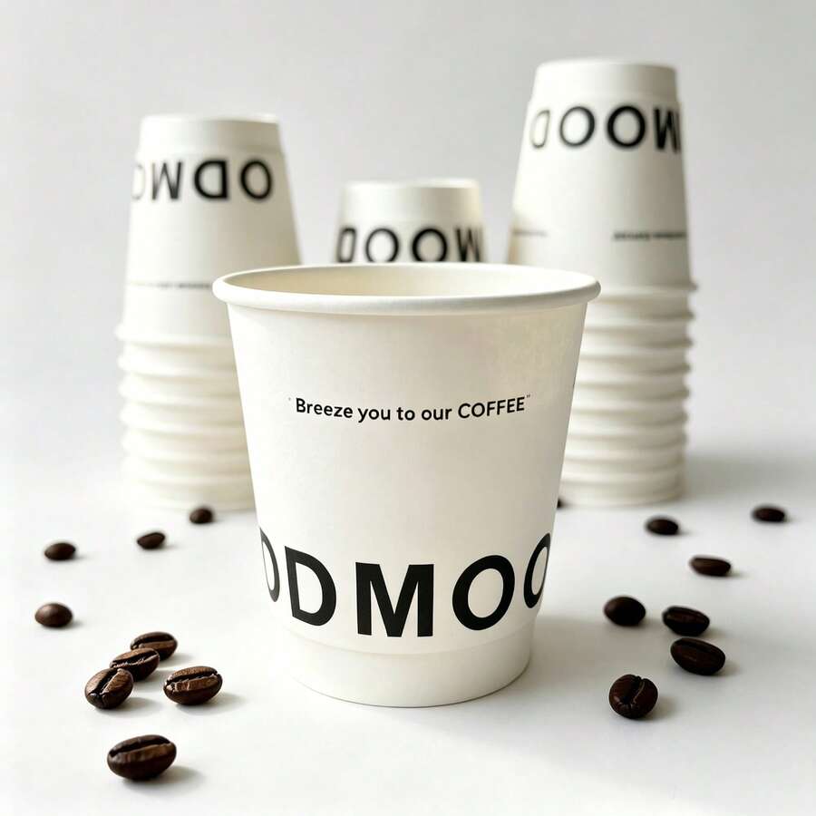 50/40/30/25/20/10/5[330ml] White Odmood Double Wall Coffee Paper Cups, Suitable For Home Gatherings, Business Receptions, Halloween Parties - Multicolor - View 1