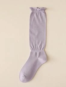 1/3 Pairs Anti-Slip Boneless Socks For Girls, Ankle-Length Red Rolled-Edge Slouch Socks, Cotton Solid Color Long Tube Socks, Korean Style - Multicolor - View 16