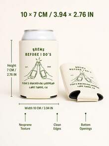Custom Text Can Cooler For Bachelor Party, Brews Before I Do's Cheers Design, Neoprene Drink Sleeve For Groom Weekend And Groomsman Gifts - Multicolor - View 6