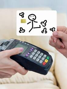 1pc Funny Stickman Official Credit Card Sticker Privacy Protection Card Skin, Funny Prank Holiday Gift PVC Material Anti-Fingerprint Anti-Scratch Wear-Resistant Card Sleeve Skin, Suitable For Chip Cards, Bank Cards, Credit Cards, Transit Cards, Student Campus Cards Personalized DIY - Multicolor - View 2