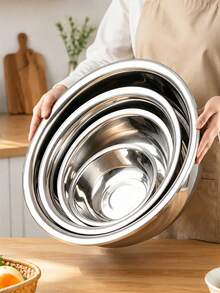 Nestable Stainless Steel Mixing Bowl Set, Deep Multi-Function Vegetable Washing & Prep Basin, Stackable Kitchen Containers, Home Restaurant Baking Cooking, Fruit Vegetable Salad Storage Bowl - View 1
