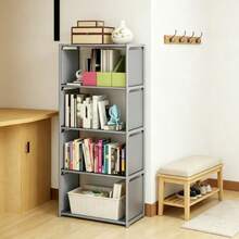 Guarda-roupa à Prova de Poeira Doméstico, Estante de Livros para Quarto, Combinação de Armário de Armazenamento, Armário de Armazenamento, Estante de Livros - Chumbo - Visão 2