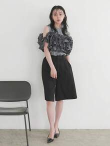 Women Round Neck Sleeveless Ruffle Top Layered 3D Frill Patchwork Cotton Tee Shirt Elegant Chic Summer Party Blouse Solid Color - Grey - View 3