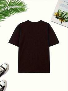 High-Weight Pure Cotton T-Shirt With A Round Neck, Creative Skull Print With Lettering On The Front And Back, Fashion Item. J2D6 - 黑色 - 查看 3
