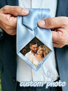 Personalized Photo Tie Patch, Customized Commemorative Tie Sticker, Wedding Tie Decoration, Gift For Dad, Grandpa, Groom's Father, Valentine's Day - Multicolor - View 1