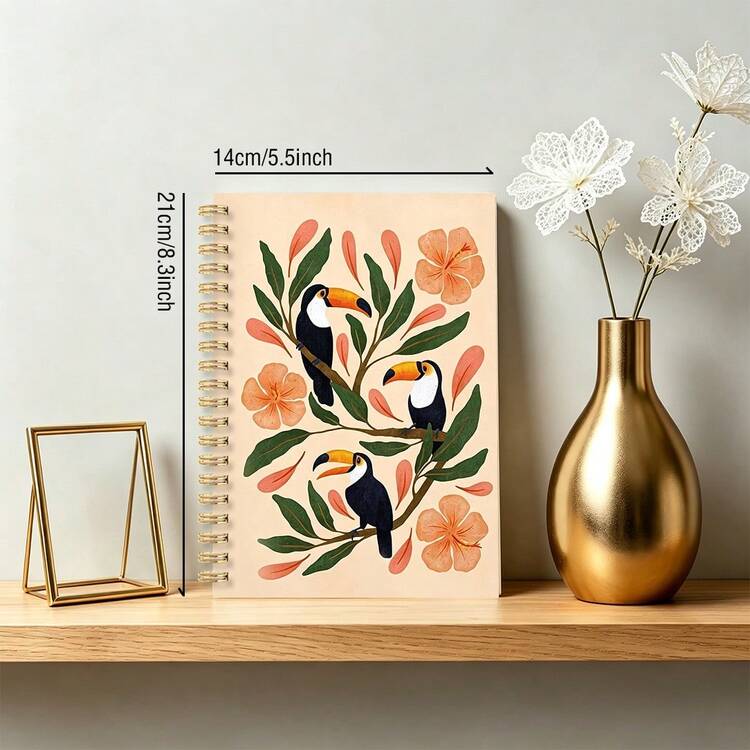 1PC A5 Rainforest Wind Tattoo Illustration Notebook Class Notes Handbook, Portable Notebook, Suitable For Professionals, Students And Office Use - Perfect Gift Choice - Multicolor - View 3