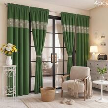 FLYINGCURTAINS Modern Plaid Patchwork Thermal Sunscreen Curtain With Window Rod Bag Style Light Translucent Privacy Window Screen, Farmhouse Style Home Decor Curtain - Dark Green - View 9