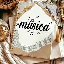 1PC Spanish-Style Spiral Notebook - A5, High-Quality Paper, University Line Spacing Design, Suitable For Office And Study, Perfect For Gifting Friends, Teachers, And Students - Music - View 7