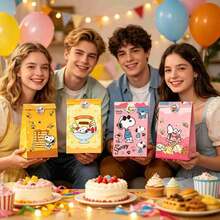 1 Set/12 Pcs 2026 Popular Snoopy Sticker Paper Bags, Pink And Yellow Sticker Paper Bags, Snoopy Theme Party Favors, Souvenirs And Other Suitable Gifts, Snacks, Craft Packaging And Storage. Birthday, Back To School And Holiday Gift Prizes. (Random Style) - Multicolor - View 1
