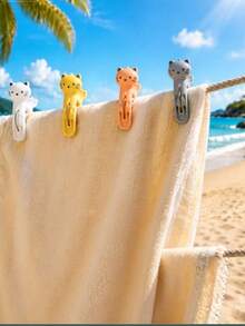 Klip Plastik Bentuk Kucing Lucu (1/4/8/20 pcs), Cocok untuk Handuk, Pakaian, Selimut, Kursi Pantai, Kursi Kolam Renang, Klip Handuk Pantai, Klip Memo, Klip Dekorasi Pesta, Cocok untuk Penggunaan di Rumah dan Perjalanan. Warna Klip Dipilih Acak - View 3