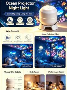 Kids Ocean Projector Night Light Rotatable Underwater Sea Pattern Projection Lamp Bedroom Decor Atmosphere Lamp Birthday Christmas Gift For Children - Multi-color light - View 11