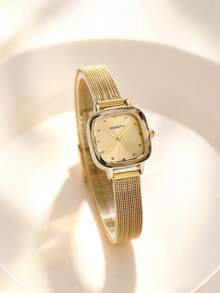 REBIRTH 1pc Women's Vintage Luxury Minimalist Fashion Casual Artistic Personalized Watch Suitable For Daily Wear - Gold - View 2
