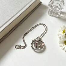 1pc Exquisite Round Necklace Light Luxury And Versatile Pendant, Suitable For Wearing On Multiple Occasions Surprise Gifts For Family And Friends - Multicolor - View 5