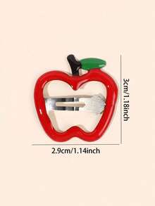 4pcs Red Apple Hair Clips, Red Fruit Hair Clips, Y2K Dopamine BB Clips, Cute Girl Student Hair Accessories Gift, Campus Daily Wear - Multicolor - View 7
