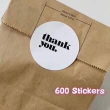 36 Stickers /600 Stickers "Thank You" Square And Round Ins-Style Minimalist Gift Bag Sealing Sticker, Decorative Sticker, Appreciation Label, Dessert Sticker - White - View 6