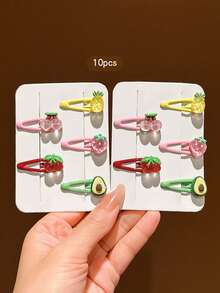 10 buah Jepit Rambut BB Motif Buah Warna-warni, Aksesori Rambut Gaya Manis, Cocok untuk Penggunaan Sehari-hari - MultiWarna - View 4