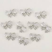 1/10Pcs Copper Bow‑Knot Cubic Zirconia Charms Pendants, For DIY Bracelet Necklace Jewelry Making, Gold & Silver Are Available For Selection - DIY Bow Charm - View 5