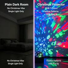 USB Plug & Play Christmas Projection Light 2-In-1 Night Light, Snowman, Reindeer, Christmas Tree Pattern Holiday Party Atmosphere Decorative Light - Multi-color light - View 7