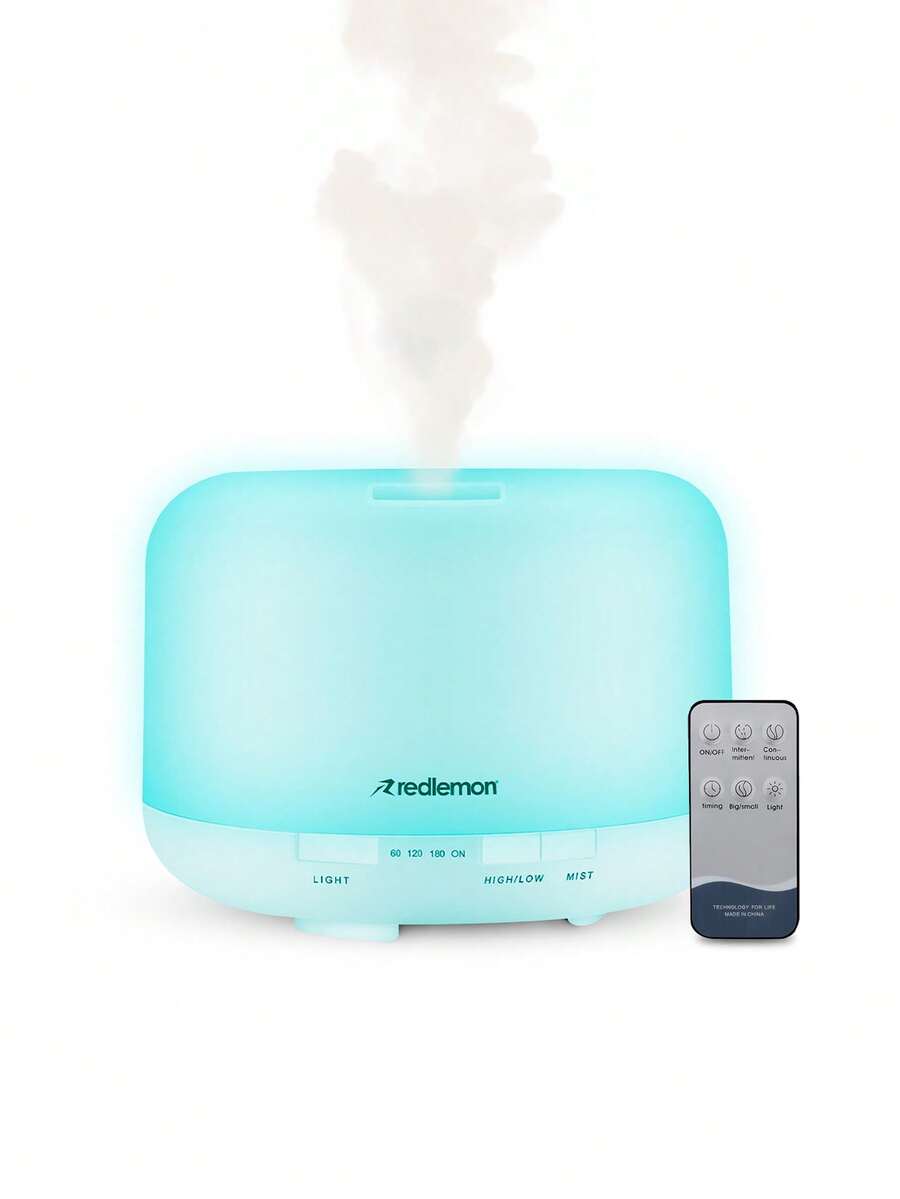 Redlemon Humidificador y Difusor de Aceites Esenciales Luz LED 12 Colores (500ml) - Sin niebla - Ver 1