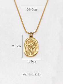 1 pieza Collar colgante de tulipán vintage versátil y premium, material de acero inoxidable de 18K de oro, collar elegante para mujer, adecuado para uso diario, vacaciones en la playa, viajes, combinación de atuendos, citas, fiestas, se puede usar como regalo de vacaciones - Amarillo Oro - Ver 5