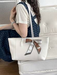 New Solid Color Luxury Minimalist Versatile Women's Shoulder Tote Bag - White - View 9