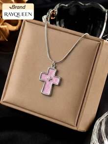 RAYQUEEN 1pc Stainless Steel Vintage Cross Pendant Necklace, 3 Colors, Personalized For Women, Suitable For Daily Wear - necklace - View 10