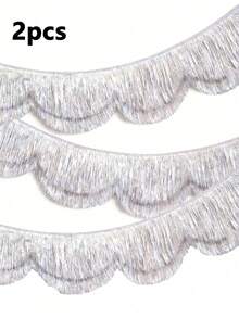 2 Packs Fan Tassel Banner, Silver Sequin Backdrop, 5ft Tinsel Banner, Layered Shimmer Tassel Garland, Bachelorette Party Decor, Birthday Sign, Glitter Decor, Photo Booth Backdrop, Bridal Shower, Silver Birthday Decoration Banner - Multiple Styles - View 13