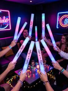 個性化客製派對螢光棒貼紙（僅貼紙，不含螢光棒），「Make Tonight Unforgettable」與「Let's Party Hard」客製文字貼紙，客製派對泡沫棒文字，派對裝飾，適用於聖誕節、節日、派對、返校季 - 多色 - 查看 4