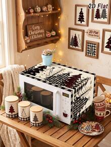 1pc Christmas Microwave Oven Dust Cover Including Christmas Tree Grid, Walnut Soldier, Gingerbread Man, Cartoon Santa Claus & Reindeer Style, Decorative Kitchen Appliance Cover, Christmas Decorations For Home, Kitchen Decor, Merry Christmas Party Decor, Christmas Gift, Xmas Decor, Easy To Clean, Anti-Fouling - Multicolor - View 9