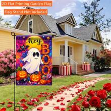 2D Flat 1pc Halloween Ghost Candy Single-Sided Printed Welcome Garden Flag, Porch Decor, Suitable For Garden And Outdoor Yard Decoration, Autumn Holiday Celebration Decorative Flag, Flag Pole Not Included - A - View 6