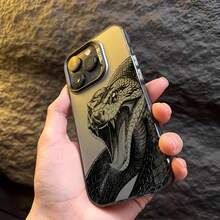 1pc Black Matte Laser Energy Case Personalized Black Snake Sketch Pattern Phone Case Compatible With IPhone 16 Pro Max/17/16/15/14 Plus/13/12/11/Air And Series - Multicolor - View 3