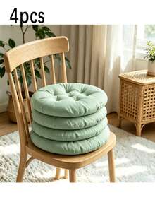 4pcs Casual Style Polyester Chair Pads, Soft Round Seat Cushions, Durable Knitted Design, Suitable For Garden, Dining Room, Office And Living Room Chairs - A - View 11