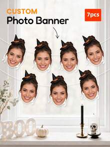 1/7/14/21pcs Customized Face Photo Banner, Handmade Cut Paper Fun Face Portrait Garland, Personalized Party Decor, Home And Event Wall Decoration, Thoughtful Gift For Parents, Newlyweds For Birthday, Christmas, Halloween, Wedding Party And More - Multicolor - View 11