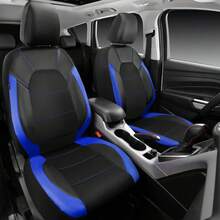 4pcs Multi-Color PU Leather & Sandwich Mesh Car Seat Covers, Breathable Mesh And PU Leather Material, Suitable For Sedan, SUV, Truck, Breathable, Airbag Compatible - Sandwich Mesh - View 16