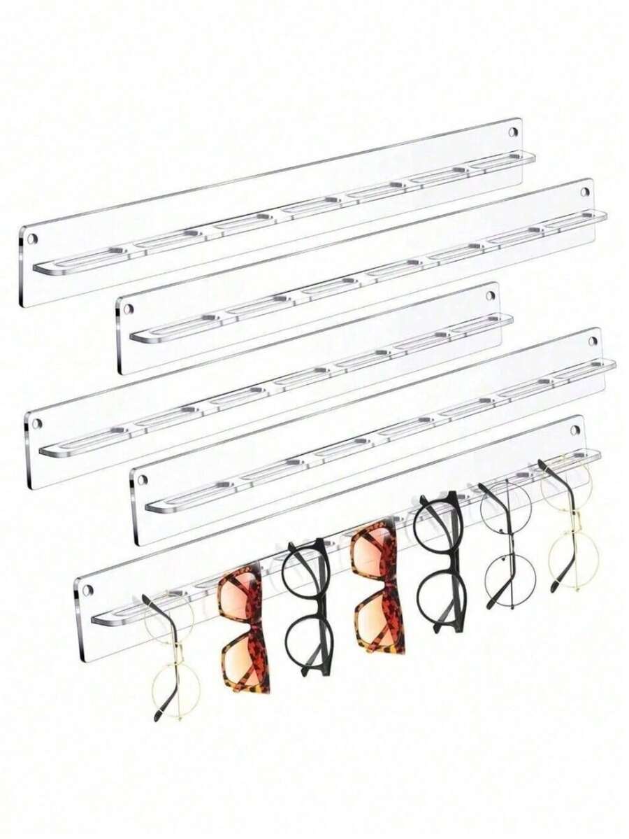 1pc Transparent Acrylic Wall-Mounted Eyewear Rack, Large Capacity Detachable Glasses Storage Organizer, Dust-Proof Space-Saving Display Stand, Suitable For Fashion Glasses And Prescription Eyewear, Bedroom, Vanity, Eyewear Store, Unisex - Multicolor - View 1