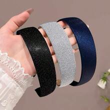 3pcs Premium Luxury Sparkling Wide Headband, Anti-Slip Hair Accessory For Women, Suitable For Work, Face Washing And Taming Frizz - Multicolor - View 1