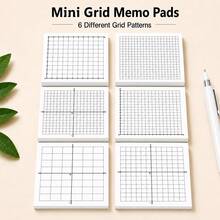 5/10pcs Mini Grid Sticky Notes (125/250 Sheets), 3x3 Inch, Multiple X-Y Axis Grid Patterns - Perfect For Office/School Supplies Organization And Note-Taking, Back To School Essential - Square (White) - View 1