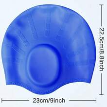 1pc Extra Large Silicone Ear Protection Swim Cap, Elastic Comfortable, Non-Tight Neck Adult Swimming Cap, Suitable For Men And Women - Multicolor - View 9