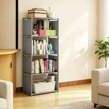 Guarda-roupa à Prova de Poeira Doméstico, Estante de Livros para Quarto, Combinação de Armário de Armazenamento, Armário de Armazenamento, Estante de Livros - Chumbo - Visão 5