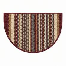 Semicircular Polyester Entrance Doormat With Wavy Stripe Design, 40cm X 60cm Door Mat, Decorative Durable Rug For Hallway And Entryway - 紅色 - 查看 5
