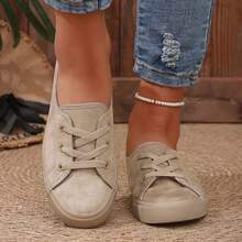 Sepatu Wanita Kasual Modis Serbaguna dengan Bagian Atas Rendah - Khaki - View 2