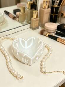 Beautiful Heart-Shaped Jewelry Storage Tray, Cute Decorative Ring Dish Suitable For Bedroom Vanity Home Decor - Multicolor - View 4