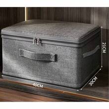 1pc Grey Foldable Fabric Storage Box With Lid, Linen Rectangular Organizer Bin, Collapsible Design With Lid, Suitable For Clothing And Toy Sorting, Storage And Organization, Ideal For Bedroom, Storage Room, Home Decor, Household Item Organization - Grey - View 6