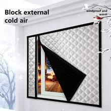 Windproof Warm Thickened Curtains Winter Wind-Blocking Insulation Film Cold-Proof Sealing Window Self-Adhesive No-Drill Curtains - Black - View 3