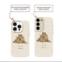 1pc TPU Material Gentle Deer & Leopard Love Quote Pattern Phone Case, Compatible With IPhone 17 Pro Max/17/16 Pro Max/15/13/12/11/ S20 FE/A15/S24/A55/ Note 11/Note 12/Note 13 Pro, Full Coverage Shockproof Soft Protective Shell - White - View 7