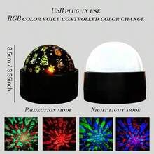 USB Plug & Play Christmas Projection Light 2-In-1 Night Light, Snowman, Reindeer, Christmas Tree Pattern Holiday Party Atmosphere Decorative Light - Multi-color light - View 10
