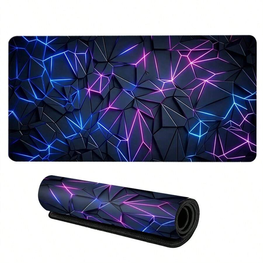 1pc Creative Fashion Geometric Design Extended Gaming Mouse Pad, Large Gaming Mouse Waterproof With Rubber Base, Non Slip Desktop Pad, Suitable For Home And Office, Abstract Painting - View 1